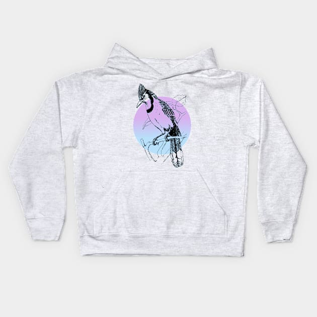 Blue Jay bird Kids Hoodie by cecatto1994